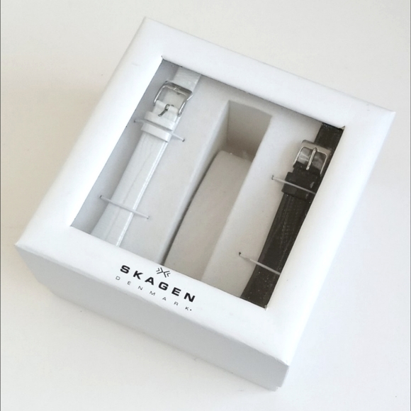 Set of Skagen Watch Wrist Bands / Watch Straps Black & White Set of 2 (Denmark) - Picture 3 of 16